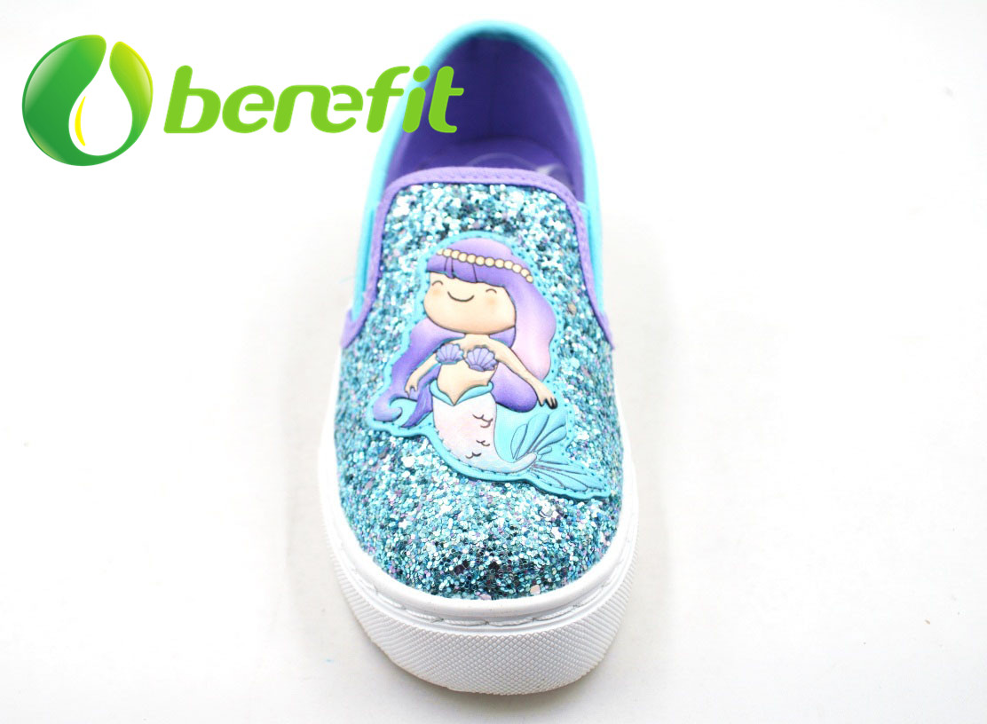 Zapatos para niños niñas y zapatos casuales para niños con parte superior de PU brillante y suela de PVC