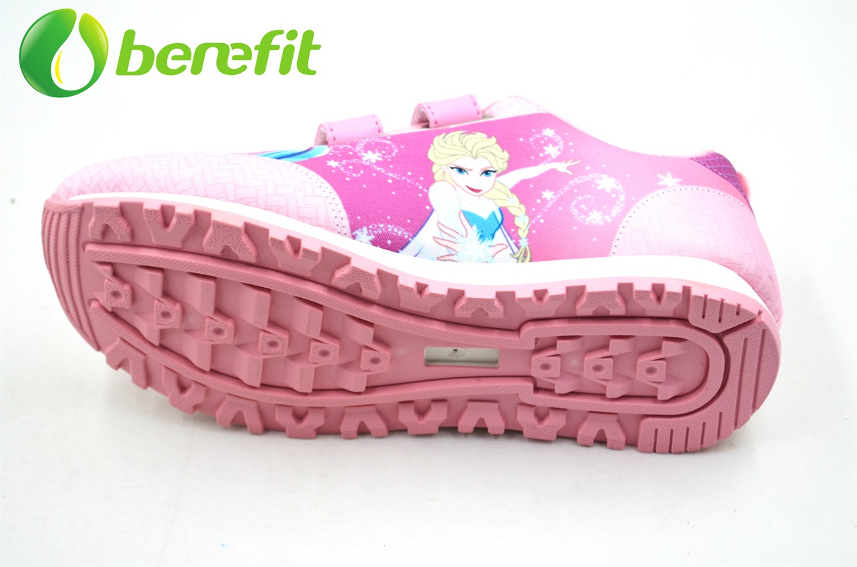 Zapatos casuales para niños con parte superior de PU y sumblimación y suela de PVC de doble color para correr