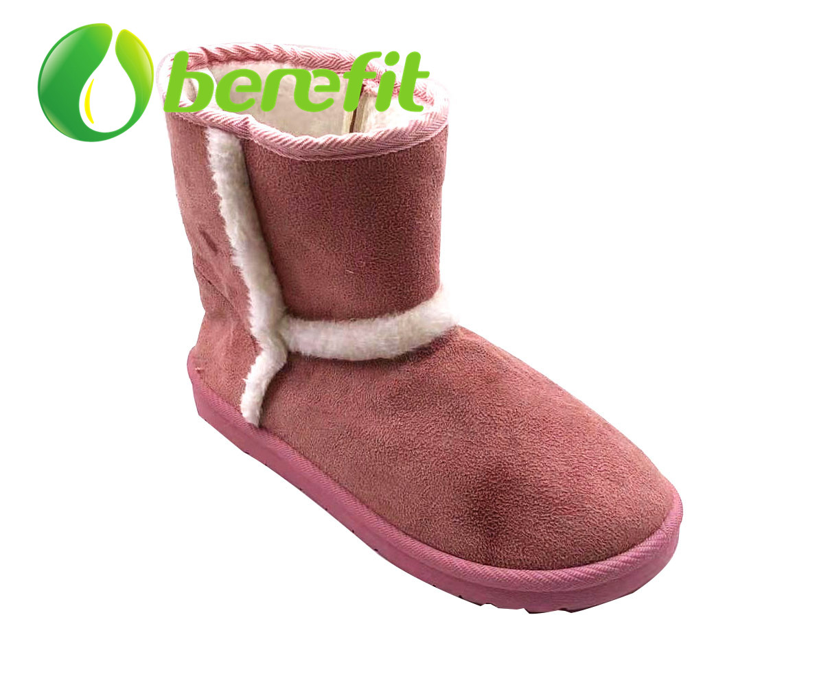 Botas y Botines de Mujer con Parte Superior de Piel y Suela de PVC para Invierno en Rosa y Marrón